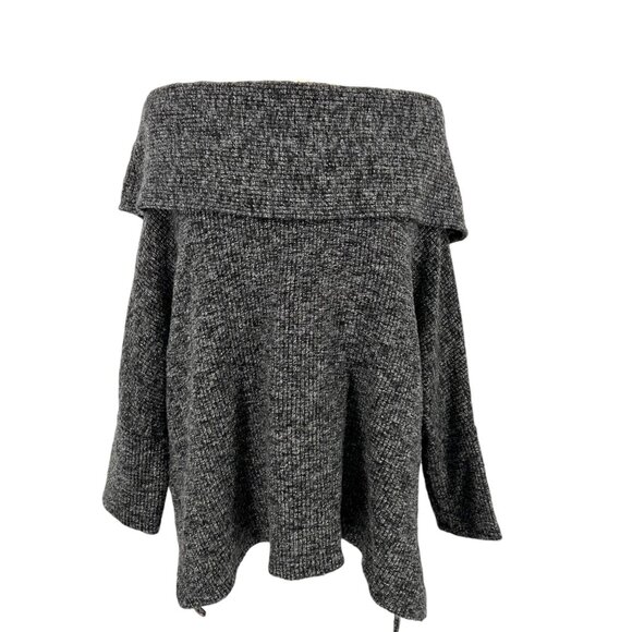 Bobi Los Angeles Off-Shoulder Half Sleeve Knit Top Charcoal Gray Size Medium - Picture 1 of 10